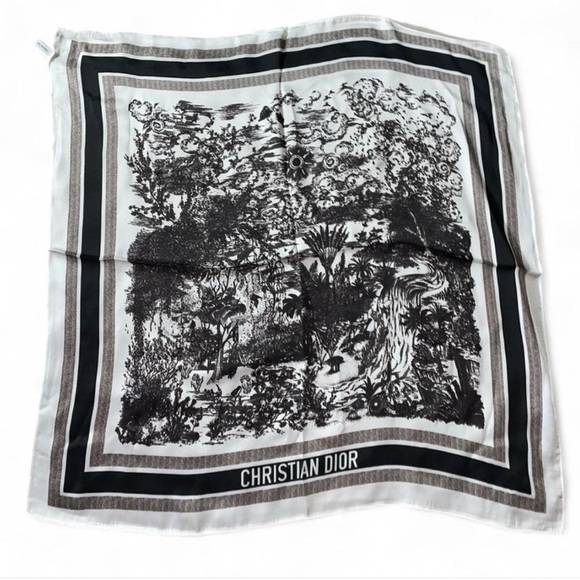 Dior Elegant Gray and Black Scarf - Picture 1 of 2